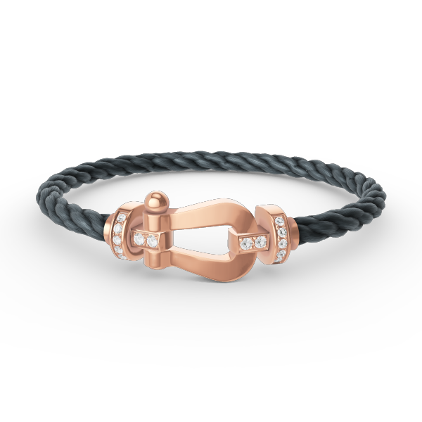 Aura FORCE LARGE HORSESHOE HALF DIAMOND BRACELET ROSE GOLD