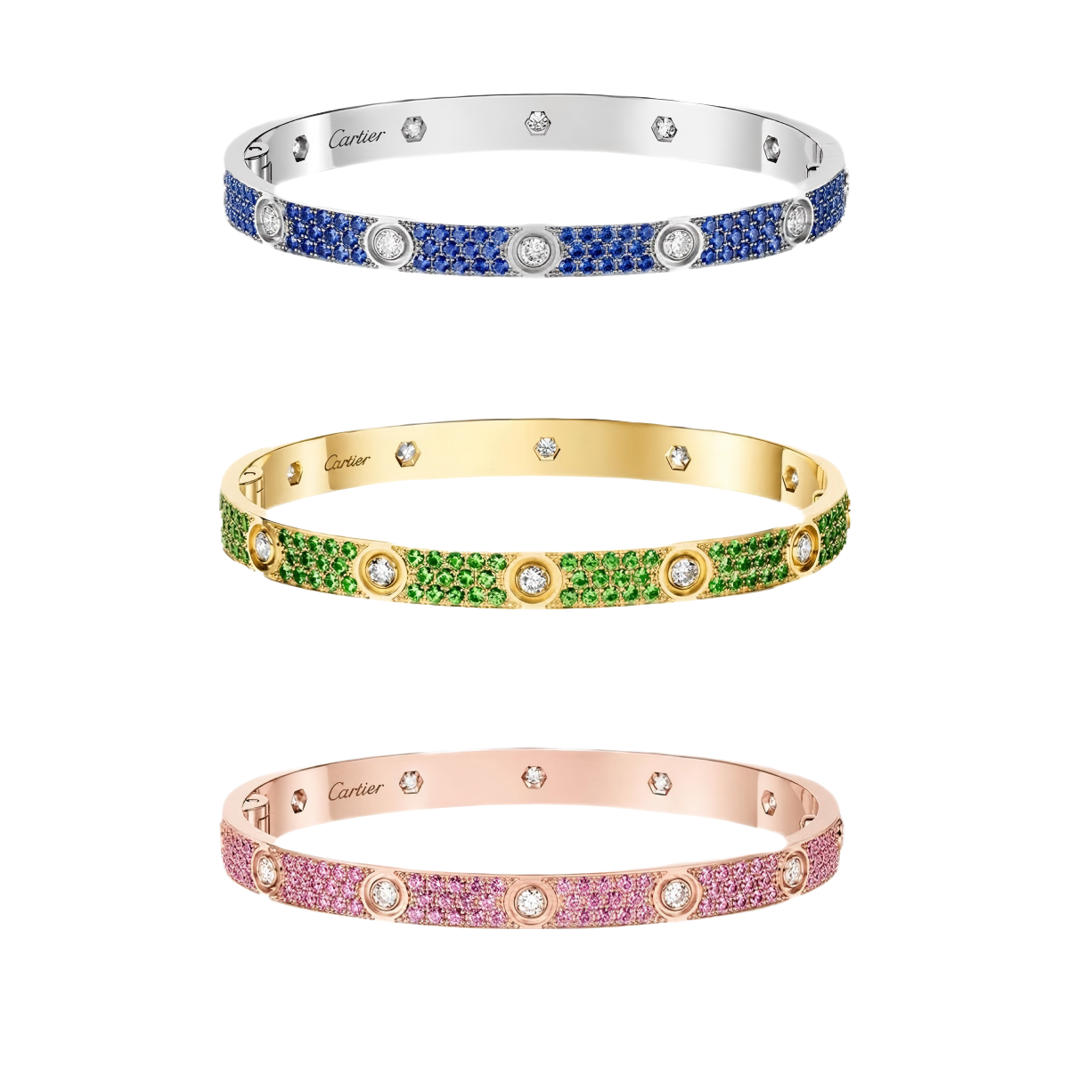 [Aura ] 2026 PAVE GEMSTONE LOVE BRACELET 6.1MM 10 DIAMONDS