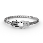 Aura FORCE LARGE HORSESHOE BLACK WHITE DIAMOND BRACELET SILVER