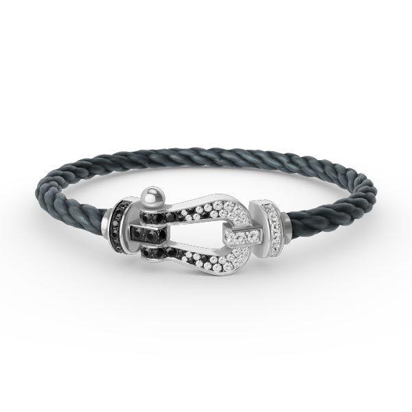Aura FORCE LARGE HORSESHOE BLACK WHITE DIAMOND BRACELET SILVER
