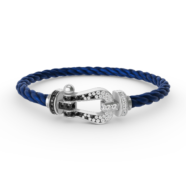 Aura FORCE LARGE HORSESHOE BLACK WHITE DIAMOND BRACELET SILVER