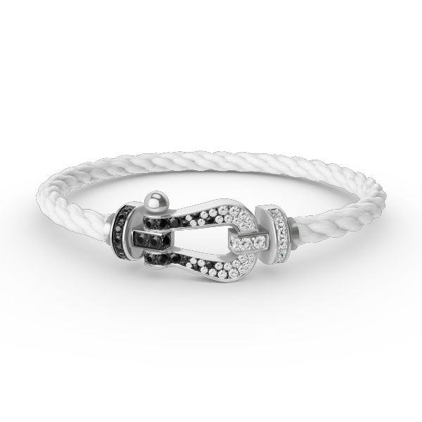 Aura FORCE LARGE HORSESHOE BLACK WHITE DIAMOND BRACELET SILVER