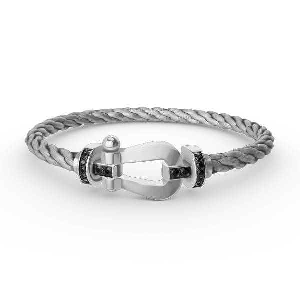 Aura FORCE LARGE HORSESHOE BLACK DIAMOND BRACELET SILVER
