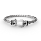 Aura FORCE LARGE HORSESHOE BLACK DIAMOND BRACELET SILVER