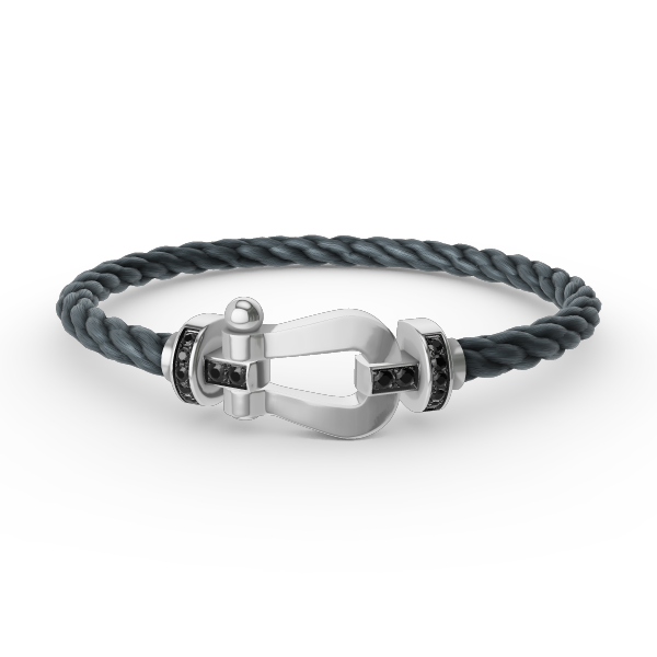 Aura FORCE LARGE HORSESHOE BLACK DIAMOND BRACELET SILVER
