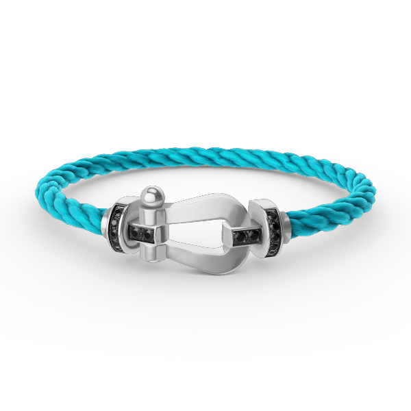 Aura FORCE LARGE HORSESHOE BLACK DIAMOND BRACELET SILVER