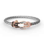 Aura FORCE LARGE HORSESHOE BLACK WHITE DIAMOND BRACELET ROSE GOLD
