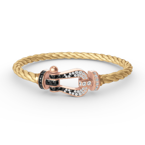 Aura FORCE LARGE HORSESHOE BLACK WHITE DIAMOND BRACELET ROSE GOLD