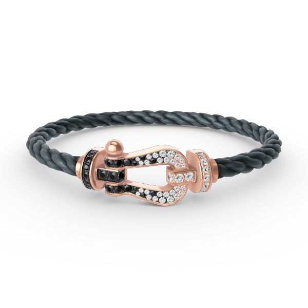Aura FORCE LARGE HORSESHOE BLACK WHITE DIAMOND BRACELET ROSE GOLD