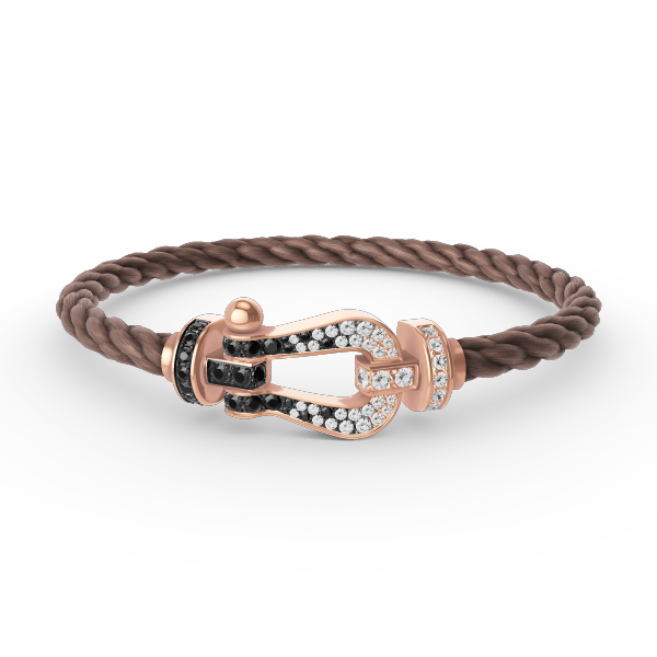 Aura FORCE LARGE HORSESHOE BLACK WHITE DIAMOND BRACELET ROSE GOLD
