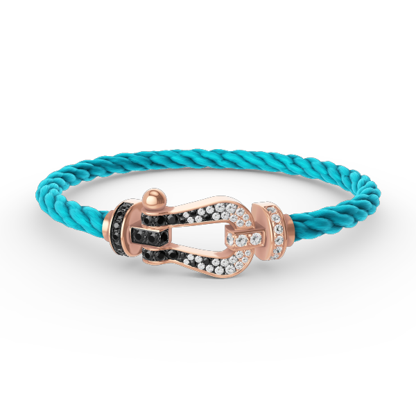 Aura FORCE LARGE HORSESHOE BLACK WHITE DIAMOND BRACELET ROSE GOLD