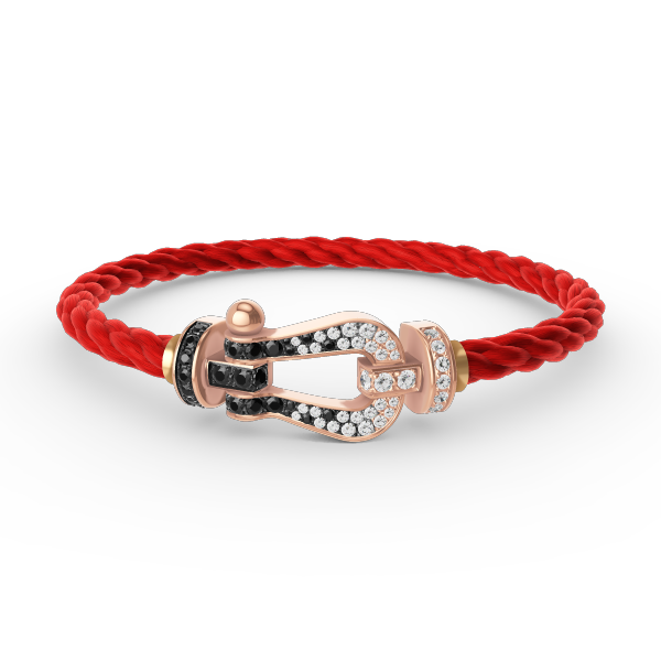 Aura FORCE LARGE HORSESHOE BLACK WHITE DIAMOND BRACELET ROSE GOLD