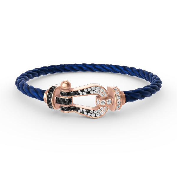 Aura FORCE LARGE HORSESHOE BLACK WHITE DIAMOND BRACELET ROSE GOLD