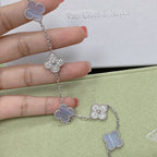 [Aura ]New  CLOVER 5 MOTIF PURPLE CHALCEDONY BRACELET COLLECTION