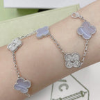 [Aura ]New  CLOVER 5 MOTIF PURPLE CHALCEDONY BRACELET COLLECTION