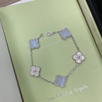 [Aura ]New  CLOVER 5 MOTIF PURPLE CHALCEDONY BRACELET COLLECTION
