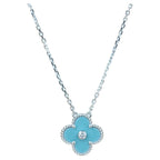 Aura CLOVER 15MM DIAMOND SVRES PORCELAIN  NECKLACE SILVER