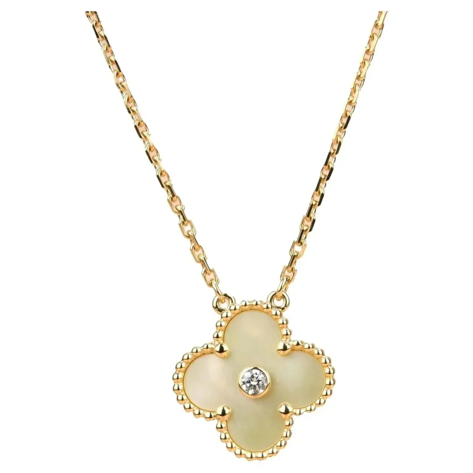 Aura CLOVER 15MM DIAMOND GOLD MOTHER OF PEARL NECKLACE