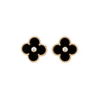 Aura CLOVER MEDIUM 1 MOTIFS ONYX DIAMOND EARRINGS