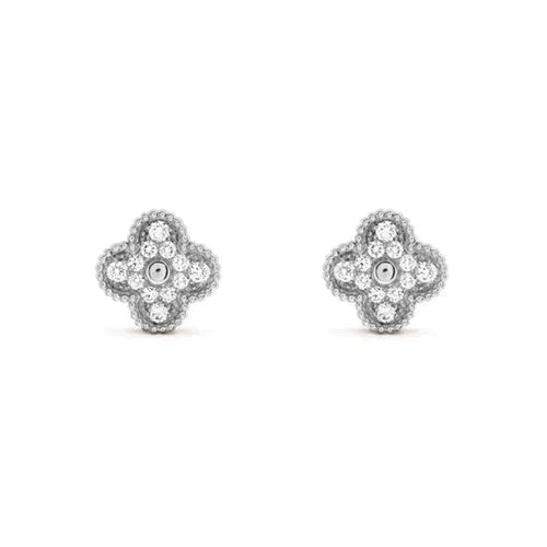 Aura CLOVER 1 MOTIFS DIAMOND STUD EARRINGS SILVER