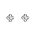 Aura CLOVER 1 MOTIFS DIAMOND STUD EARRINGS SILVER