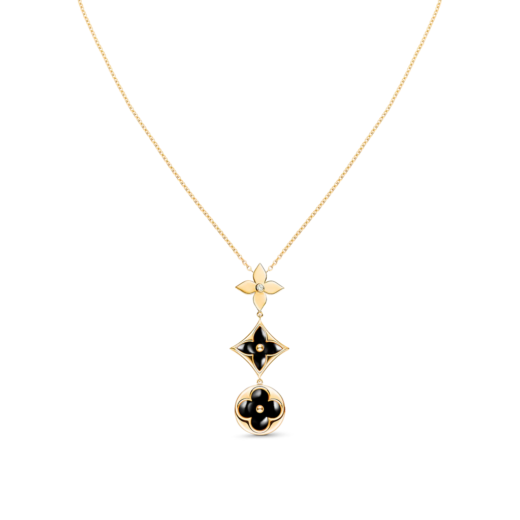 Aura STAR AND SUN ONYX PINK GOLD NECKLACE
