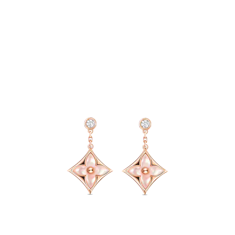 Aura DOUBLE STAR PINK GOLD MOP DROP EARRINGS