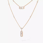 [Aura ] 2 Rows Rose Gold Diamond Pave_ Necklace Move Uno