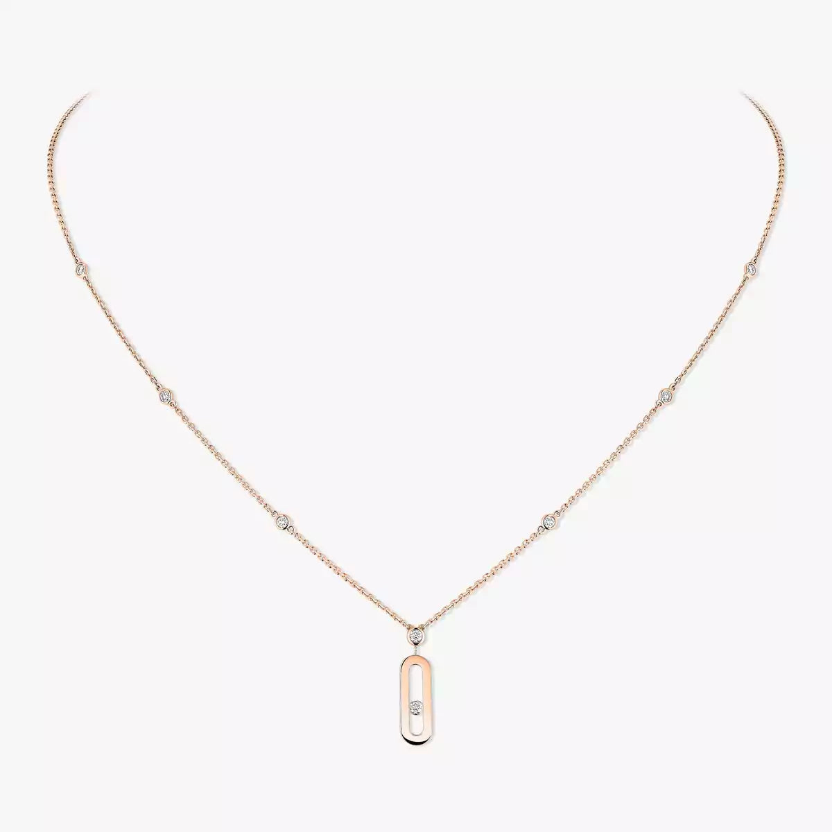[Aura ]  Move Uno Gold Diamond Long Necklace