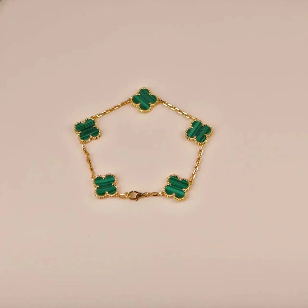 [Aura ]New  CLOVER 5 MOTIF MALACHITE BRACELET COLLECTION