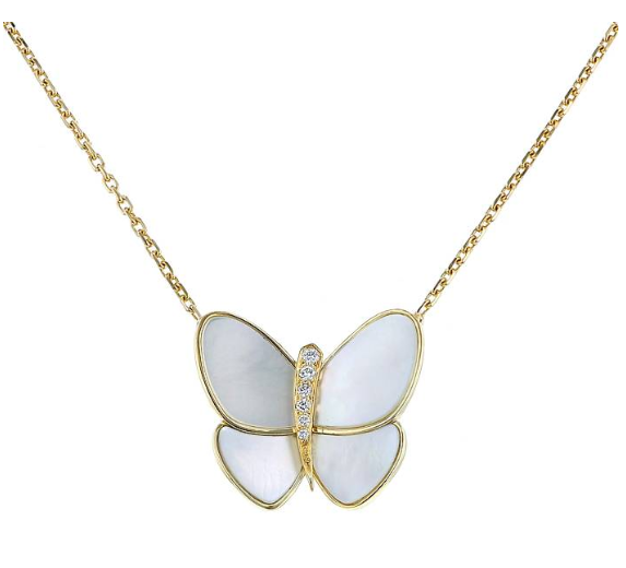 Aura BUTTERFLY GOLD MOP DIAMOND NECKLACE