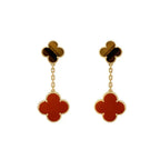 Aura CLOVER  2 MOTIF  TIGER EYE CARNELIAN EARRINGS