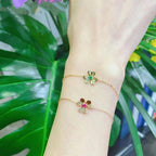Aura FRIVOLE GOLD FLOWER PINK MALACHITE BRACELET