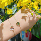 Aura FRIVOLE GOLD FLOWER PINK MALACHITE BRACELET