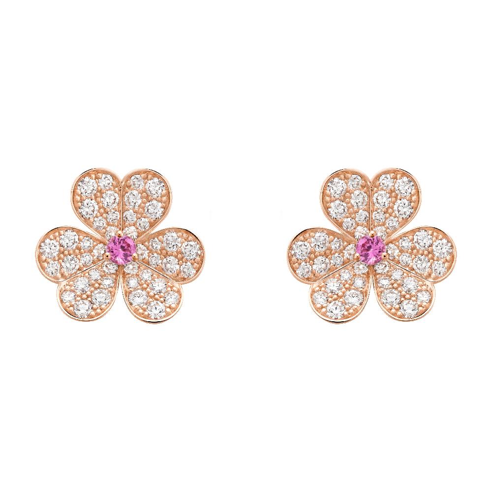 Aura FRIVOLE PINK GOLD FLOWER DIAMOND EARRINGS