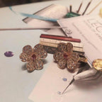 Aura FRIVOLE PINK GOLD FLOWER DIAMOND EARRINGS