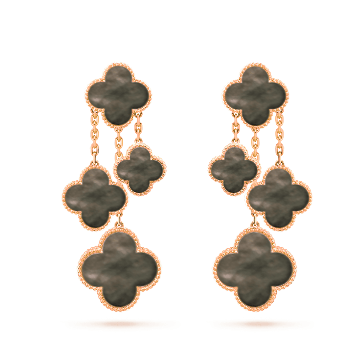 Aura CLOVER EARRINGS DARK MOP 4 MOTIFS ROSE GOLD