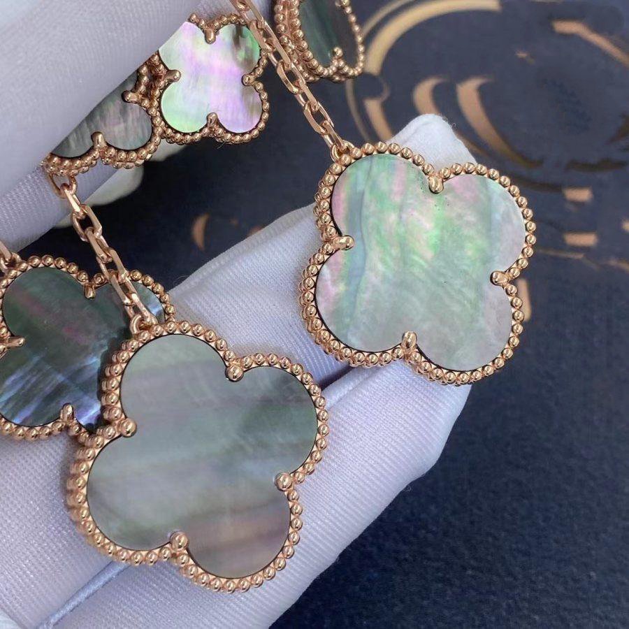Aura CLOVER EARRINGS DARK MOP 4 MOTIFS ROSE GOLD