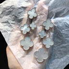 Aura CLOVER EARRINGS WHITE MOP 4 MOTIFS SILVER