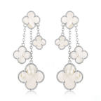 Aura CLOVER EARRINGS WHITE MOP 4 MOTIFS SILVER