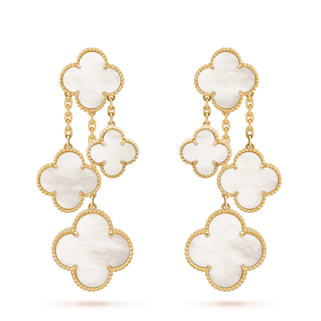 Aura CLOVER OHRRINGE WEISS MOP 4 MOTIVE GOLD