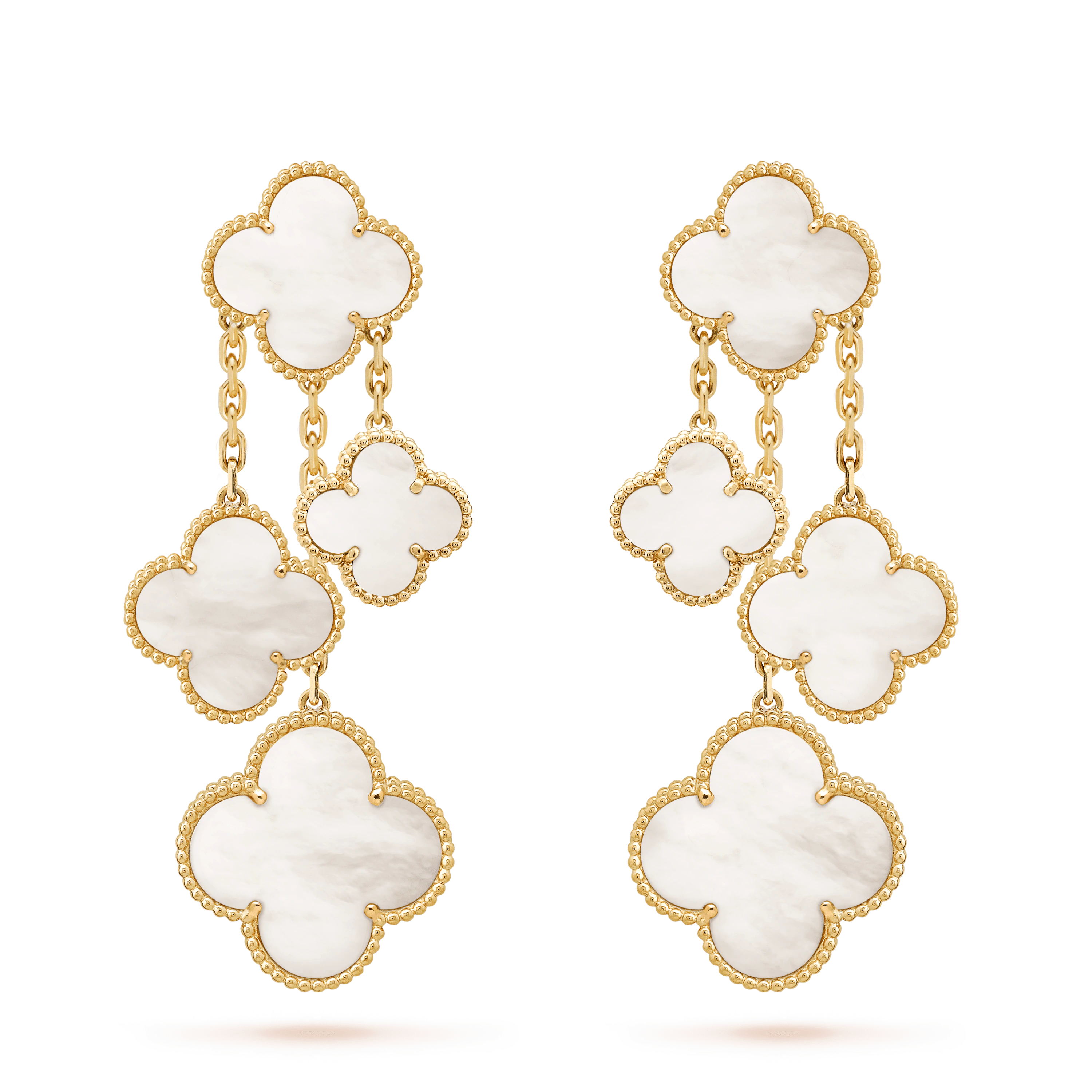 Aura CLOVER EARRINGS WHITE MOP 4 MOTIFS GOLD