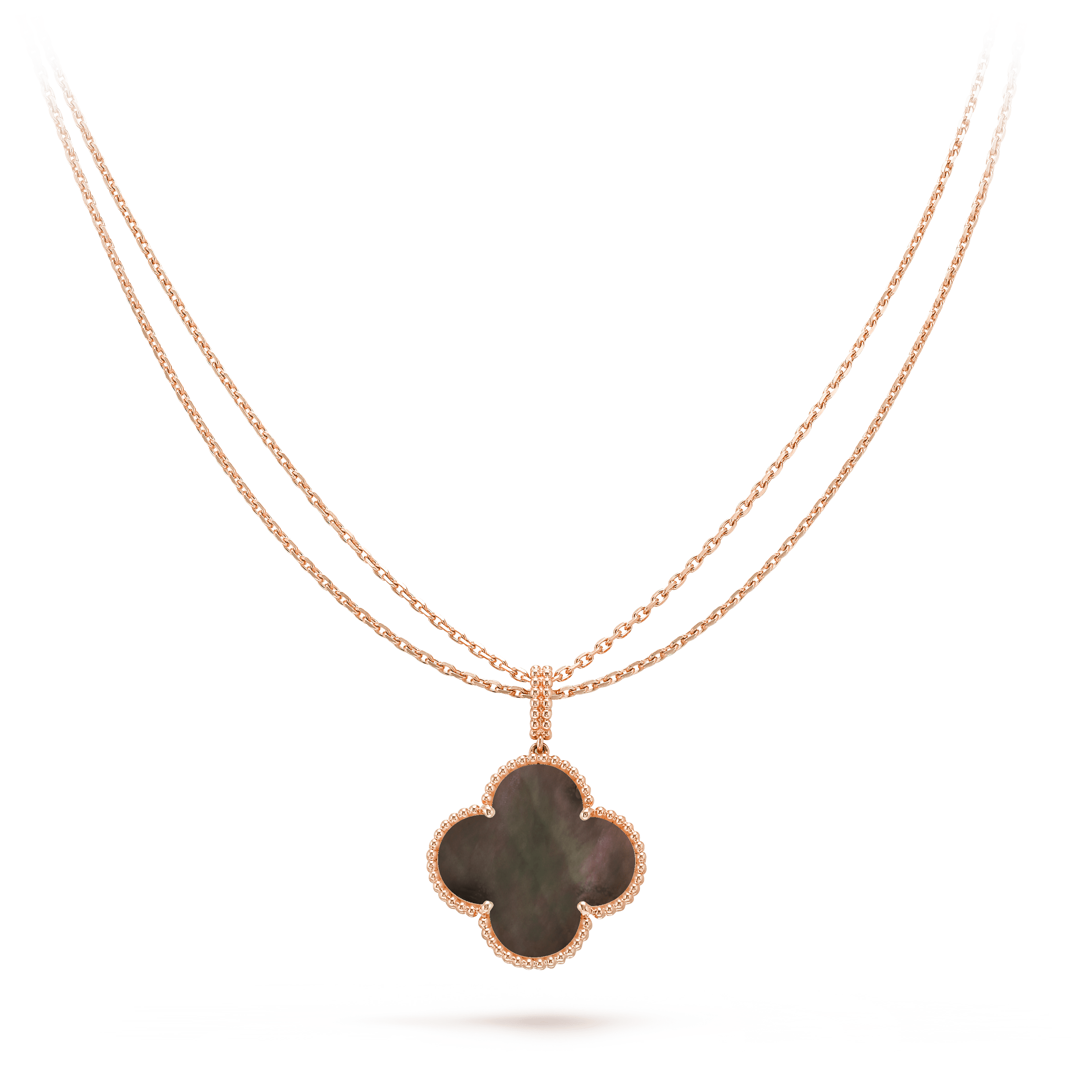 Aura CLOVER 25MM GOLD DARK MOP BIG CLOVER HALSKETTE