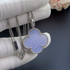 Aura CLOVER SILBER CHALCEDON GROSSE KLEEB LATT HALSKETTE