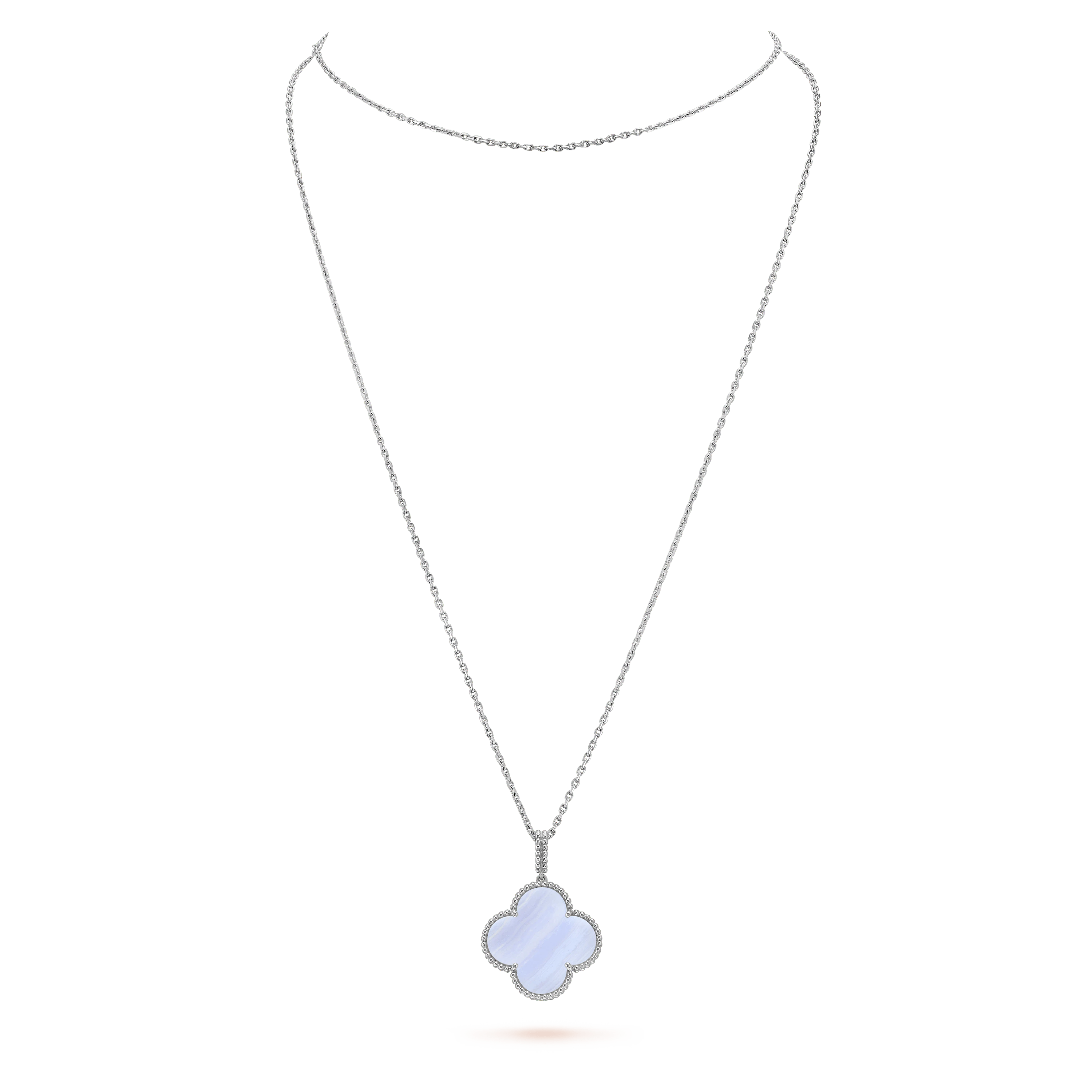 Aura CLOVER SILBER CHALCEDON GROSSE KLEEB LATT HALSKETTE