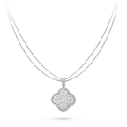 Aura CLOVER 25MM SILVER FULL DIAMOND BIG CLOVER NECKLACE