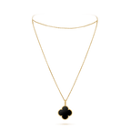 Aura CLOVER 25MM GOLD ONYX GROSSES KLEEB LATTCOLLIER