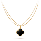 Aura CLOVER 25MM GOLD ONYX GROSSES KLEEB LATTCOLLIER