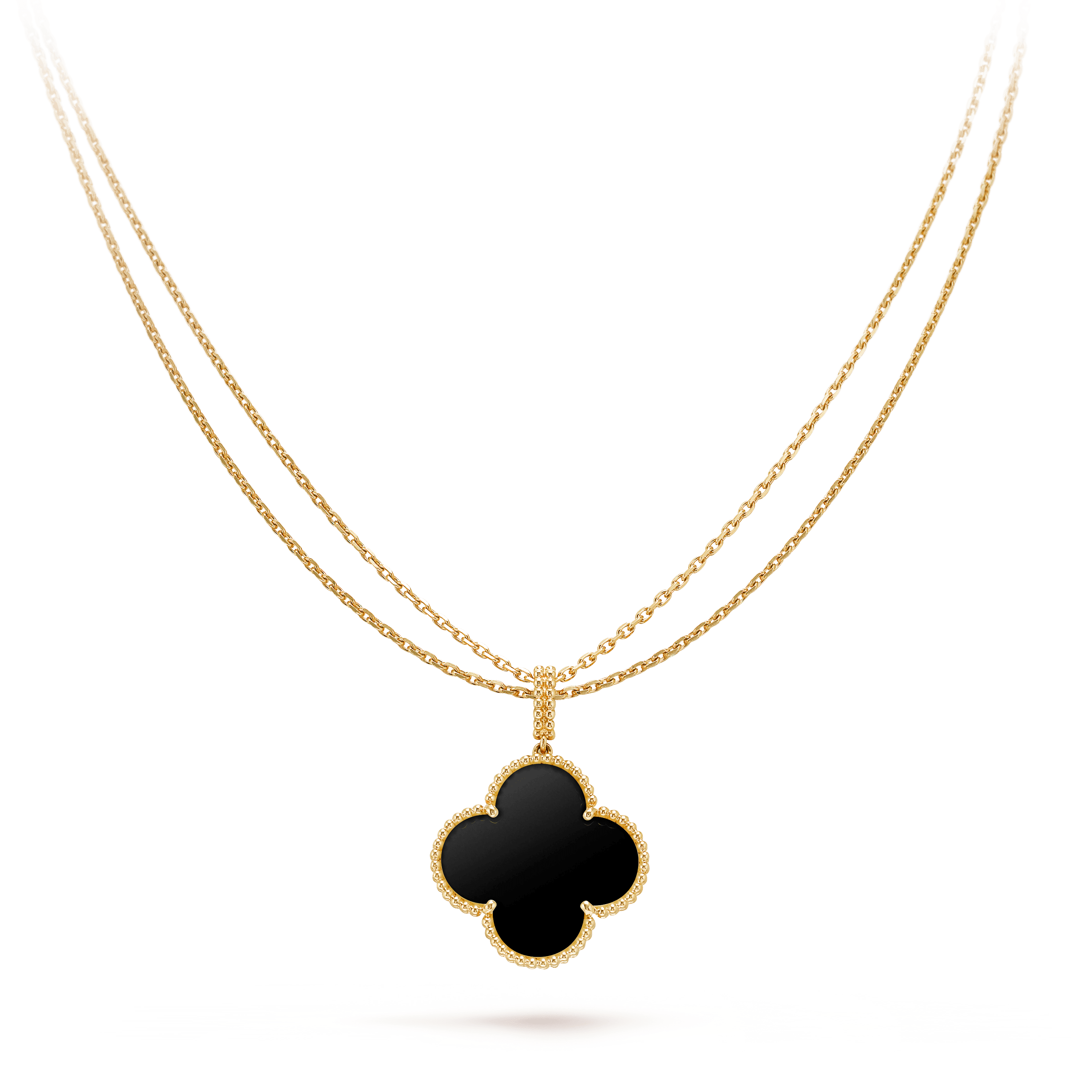 Aura CLOVER 25MM GOLD ONYX BIG CLOVER NECKLACE