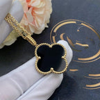 Aura CLOVER 25MM GOLD ONYX GROSSES KLEEB LATTCOLLIER